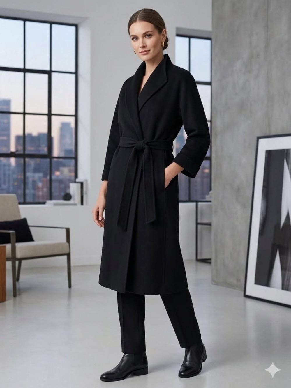 Vintage Neiman Marcus 100% Cashmere Black Long Overcoat Jacket Women’s Medium - Picture 1 of 12